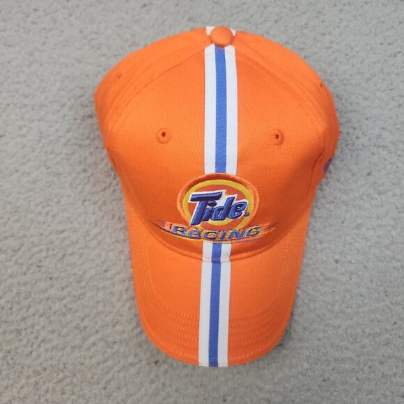 Vintage Tide Racing Hat Cap Strapback Orange Embroidered NASCAR Striped - Picture 2 of 8